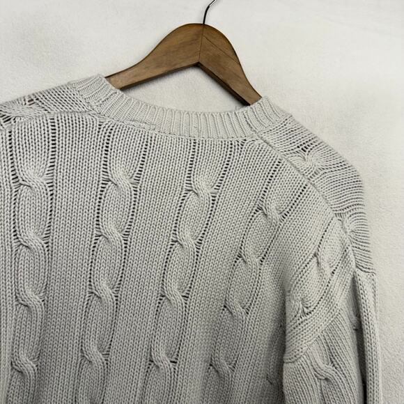 Vintage Claiborne Cardigan Sweater Mens Large Gray Chunky Cable Knit Grandpa 90s - Picture 7 of 8